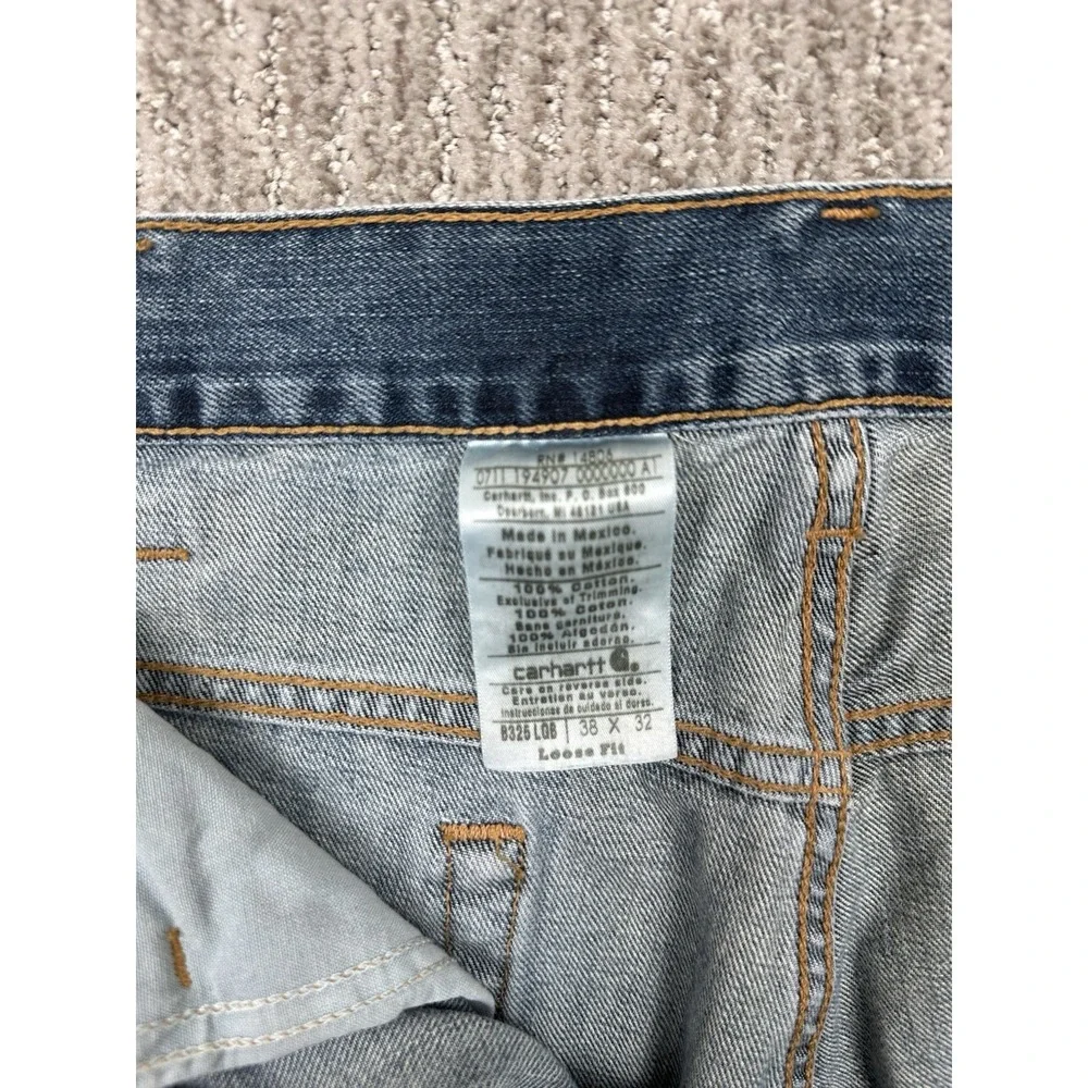 Carhartt B325 Loose Fit Straight Jeans Blue Denim Mens 38x32 (fits 40x32)